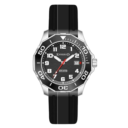 KNISKRED Sports Watch for Men with Easy Read Dial and Stainless Steel Band or Silicone Band Water Resistant (Black Silver)