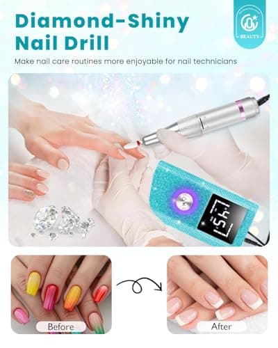 CozyZen Cordless Electric Nail Drill, 45000 RPM Rechargeable Diamond E-File, Portable & Low Noise for Acrylic/Gel Nails, Manicure & Pedicure - Professional & Home Use - Thumbnail 5