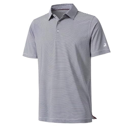 Golf Shirts for Men Dry Fit Moisture Wicking Casual Sport Short Sleeve Mens Golf Polo Shirts Navy Stripe - Image 1