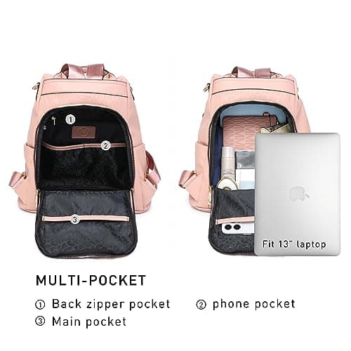 MKP COLLECTION Women Fashion Backpack Purse Multi Pockets Anti-Theft Rucksack Travel Shoulder Bag Handbag Set 2pcs - Thumbnail 5