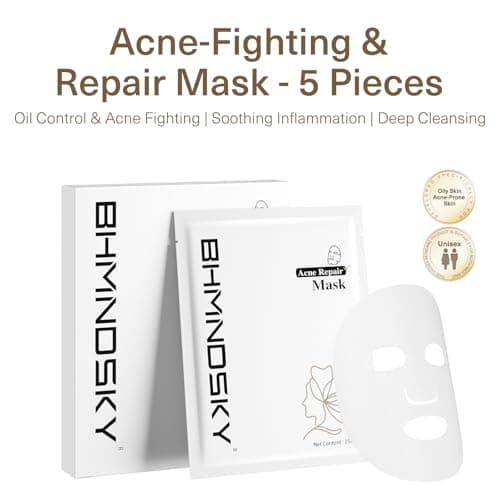 BHMNDSKY Acne Repair Mask,Deep Clean Pores,Oil Control, Overnight Face Mask Glow Skin- Elasticity, Repair,Hydrating, Firming and Moisturizing Skincare, 28g, 5ea - Thumbnail 6