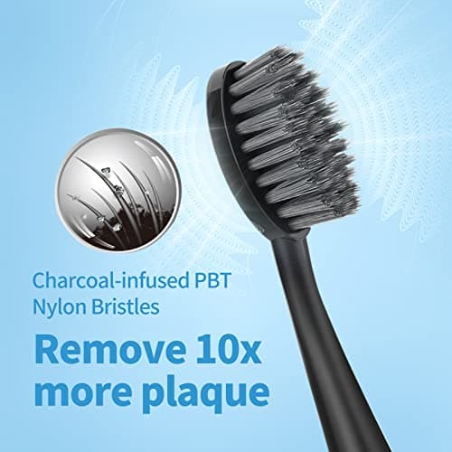 Replacement Toothbrush Heads for Burst Sonic Toothbrush with Dust Cover Caps, Soft Charcoal Bristles for Deep Clean, Black, Pack of 5 - Thumbnail 4