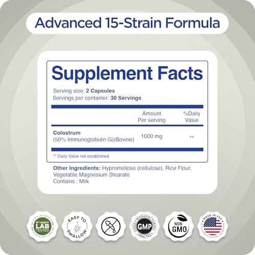 Balancebreens Colostrum 1000mg - 15% IgG Grass-Fed Bovine for Immune and Gut Health - Third-Party Tested - First Milking Only - 120 Veg Capsules - Thumbnail 5
