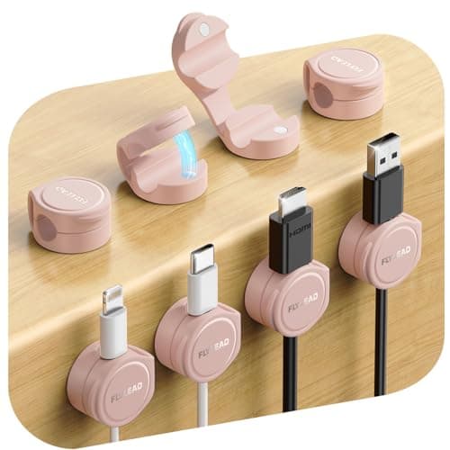 8-Pack Cord Organizer Silicone Magnetic Cable Clips [8 mm Wider Cable Accessible] Desk Wire Management, FLYLEAD Desktop Cord Holder for Nightstand, Office Workspaces Desk Organization Home Accessories
