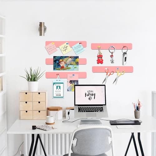 Felt Pin Board Bar Strips Bulletin Board for Bedrooms Offices Home Wall Decoration, Notice Board Self Adhesive Cork Board with 35 Push Pins for Paste Notes, Photos, Schedules - Thumbnail 4