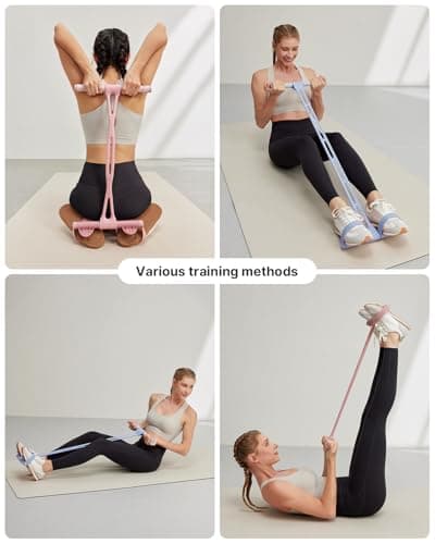 YOTTOY Pedal Resistance Band, Thick Elastic Tension Rope with Handles, Sit-Up Pull Rope Fitness Equipment for Leg, Arm, Abs, Waist, Home Gym & Yoga Training for Women & Men (Pink, 35 pounds) - Thumbnail 6