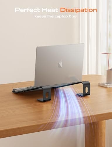LOXP Laptop Stand for Desk, Metal Laptop Stand with Wrist Support, Ergonomic Detachable Laptop Riser, Aluminum Lectern, Computer Stand for MacBook Air Pro, HP, Dell, XPS, HP (10-17") Laptops - Black - Thumbnail 6