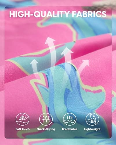 Turnshine Mens Swim Trunks 7" Quick Dry Bathing Suits with Mesh Lining Printed Board Shorts Swimwear Pink Shark Small - Thumbnail 6