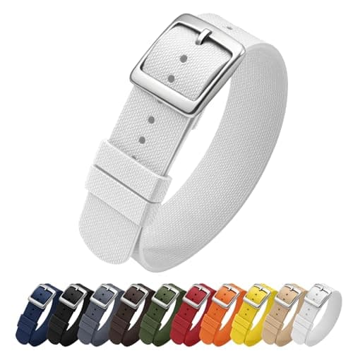 ULLCHRO Watch Strap FKM Rubber Watch Strap 20mm Waterproof Silicone Replacement Band 22mm, Soft Rubber for Man Watch Band (20mm, White)
