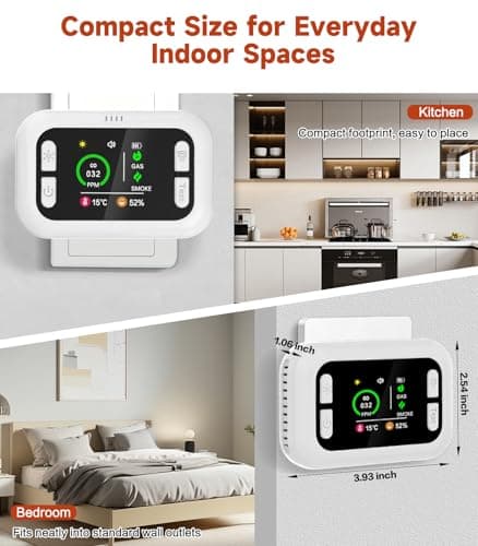 6 in 1 Carbon Monoxide Detectors Plug-in, Smoke Detector & Natural Gas Detector/Alarm with Battery Backup, HD Digital Screen for CO, Gas, Smoke, Temp, Humidity - Home Safety for House, RV, Apartment - Thumbnail 5