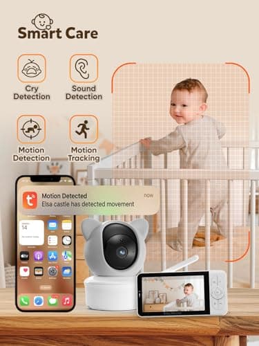 iFamily WiFi Baby Monitor with App – Smartphone Baby Monitor with 5" HD Monitor & 2K Camera, Night Vision, 2-Way Talk, Motion Tracking&Alerts, Temp Sensor, Lullabies,Secure WiFi Lock - Thumbnail 4