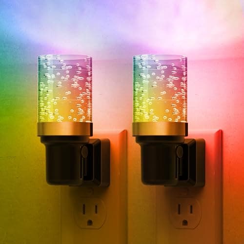 L LOHAS LED Night Light, 2 Pack Dimmable Night Lights Plug into Wall, Color Changing Nightlight RGB with Auto Light Sensor for Halloween, Christmas, Holiday, Hallway Bedroom Kids Room - Image 1