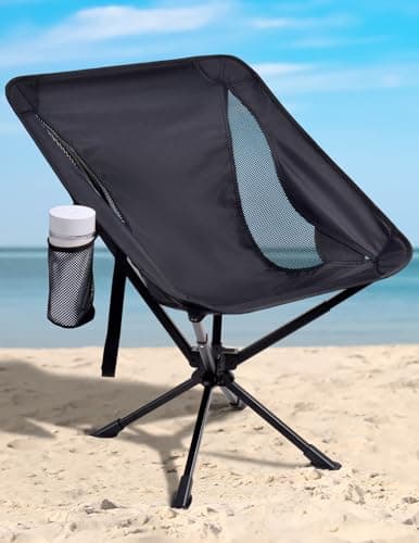 Docusvect Swivel Portable Camping Chair for Adults, Fast Setup, Lightweight & Small Folding Chair with Cup Holder, Side Pocket and Carry Bag - Support 330 LBS