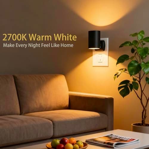 NOVELUX ETL Certified 2700K Night Lights, Modern Night Lights Plug into Wall, Dusk to Dawn Light Sensor Nightlights, Warm White, Adjustable Brightness, Night Light for Kids,Hallway,Stairway, 2 Pack - Thumbnail 6