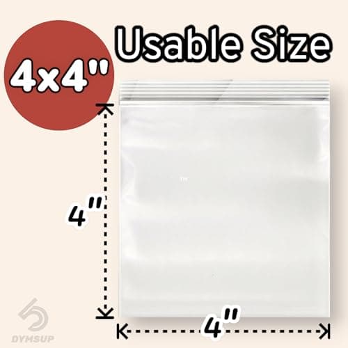 50 Pack Clear Small Plastic Ziplock Bags - 6 Mil Durable Heavy Duty Zipper Bags - Various Sizes (4X4,4X5,5X5) - Resealable Poly Bags for Jewelry Snack Candy Pills & Small Business Packaging (4X4) - Thumbnail 2