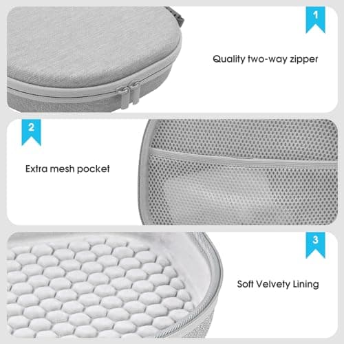 ProCase Hard Case for Apple AirPods Max & AirPods Max 2, Travel Protective Carrying Case with Silicone Ear Cushion Covers, Shockproof EVA Shell with Soft Lining & Accessory Pocket - Grey - Thumbnail 3