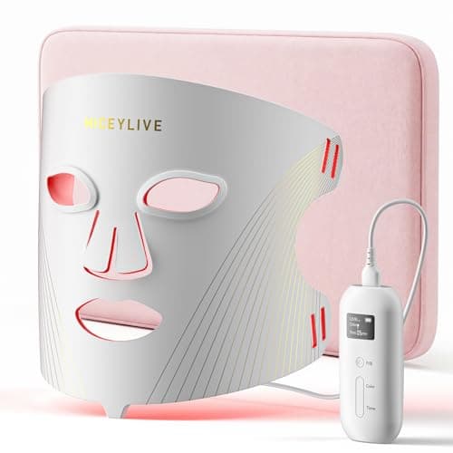 MICEYLIVE Red Light Therapy for Face Mask, Blue Light Therapy for Acne, Gifts for Women, Wrinkle LED Face Mask, 432 LED with Full Face Coverage & 3 Light Modes, Travel Bag for Home Use & Travel, pink - Image 1