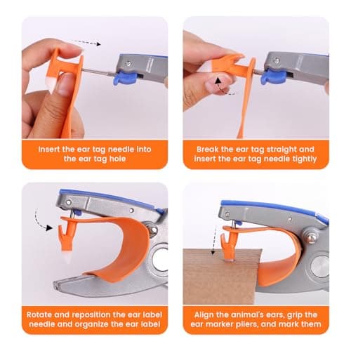 Cattle Ear Tags with 001-100 Numbers Large 1-Piece Z Livestock Ear Tags for Cow Goat Sheep Pig Calves Dog,Animal ID Identification Tag 4.4"x 3",Orange - Thumbnail 5