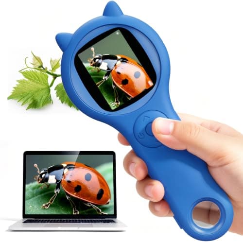 Kids Digital Microscope for Boys, 500X Handheld Pocket Microscope with 2" IPS Screen, Adventure STEM Toy for Travel, Camping & School Projects Age 5-12 (Dark Blue) - Image 1