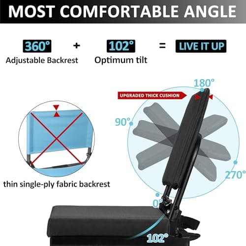 Dragosum Stadium Seats with Back Support Swivel, Bleacher Chairs with Shoulder Strap & Cup Holder, Upholstered Portable Folding Bleacher Seats - Thumbnail 4