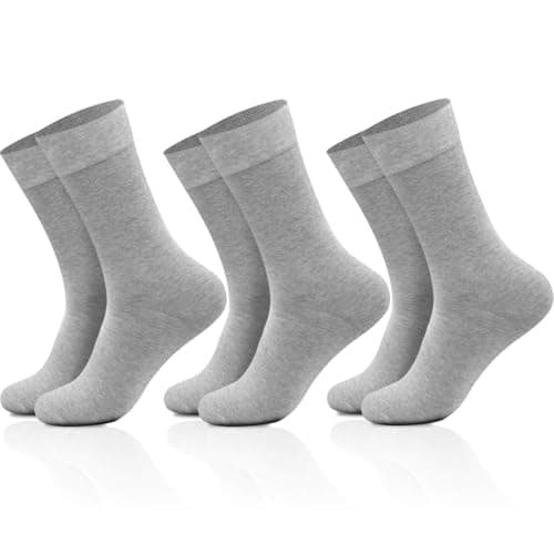 NKMOOS Solid Grey Womens Socks Crew Cotton,Thin Crew Socks for Women,Soft Cozy Casual Everyday Business Work Breathable Lightweight Athletic Gifts for Women Sock Size 9-11 3 Pairs