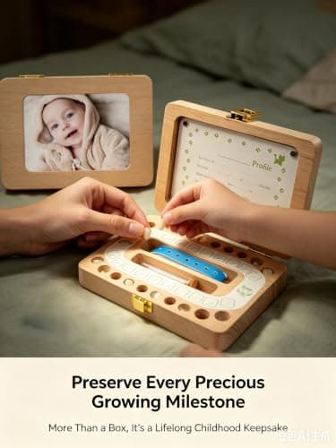 Tooth Fairy Tooth Holder, Handcrafted Natural Wood Storage Box with Fairy Gold Coin, Ideal for Baby Teeth Umbilical Cord Lanugo, Odorless Non-Toxic Keepsake Organizer for Lost Teeth (Large) - Thumbnail 5