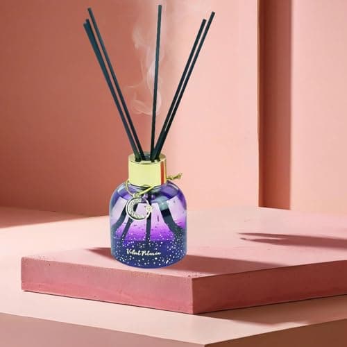 Reed Diffuser Set, Pretty Valley Home Diffuser 80Ml / 2.7 fl OZ Gift Box - Includes Reed Diffuser Sticks, Long Lasting Fragrance Oil and Glass Bottle for Office Living Room Decor (Velvet Petunia) - Thumbnail 4