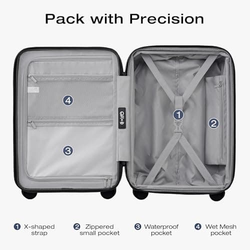Coolife Luggage Sets Checked Suitcases - 2 Piece, Travel Carry on with Spinner Wheels, Expandable Hardside Large Suitcase with TSA Lock,20+29 Inch Grey - Thumbnail 6