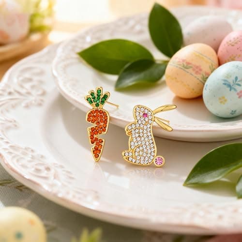 Easter Stud Earrings for Women Trendy Simple Rabbit Earrings Bunny Carrot Stud Earrings Cute Easter Gift for Her - Thumbnail 4