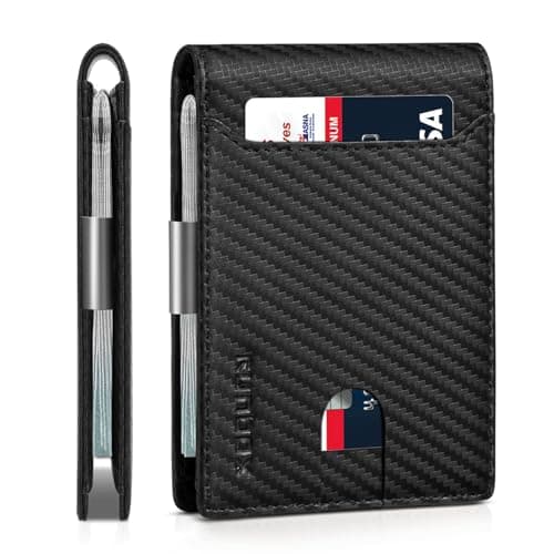 RUNBOX Slim Wallets for Men - Leather Money Clip Mens Wallet - RFID Blocking Front Pocket Bifold Wallet - Thin Credit Card Holder with Gift Box - Image 1