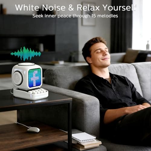 Smart Bluetooth Speaker with Wireless Charger: Tiffhome Digital Alarm Clocks for Bedrooms - 15W Fast Wireless Charging Station with 3 Modes - Portable Speaker Gifts for Men Women - Thumbnail 5