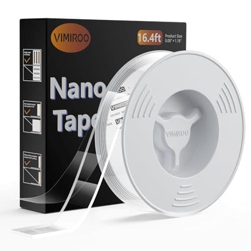 vimiroo Double Sided Tape Heavy Duty, 16.4FT Nano Tape, Extra Large Clear Mounting Tape, Removable Traceless Adhesive Tape, Strong Grip for Picture Hanging, Posters, Carpet, Wall Decor - Image 1