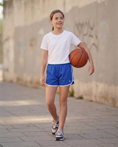 Stelle Girls Athletic Shorts with Pockets Quick Dry Running Shorts Gymnastics Basketball Short for Teen Kids Royal Blue XL - Thumbnail 6