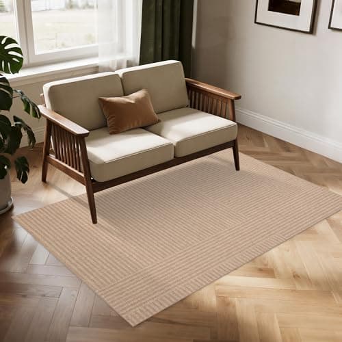 Arvenchy Easy Jute Rug 4x6: Indoor Outdoor Natural Boho Area Rugs for Living Room Patio Washable - Farmhouse Neutral Contemporary Carpet Mat for Entryway Bedroom Kitchen Backyard Sunroom Non Slip - Thumbnail 5
