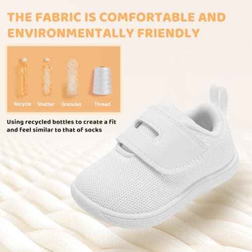 STQ KIDS Toddler Wide Toe Box Shoes Baby Girl Boy Barefoot Shoe Walking Non-Slip Sneakers All White Size 18-24 Months - Thumbnail 5