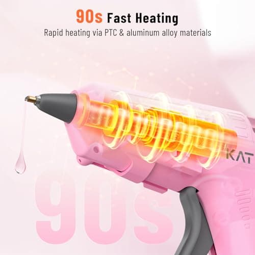 Katerk 3.7V Cordless Hot Glue Gun Kit, 90s Fast Heating, Mini Glue Gun with 15 Glue Sticks, USB-C Rechargeable with 2000mAh Built-in Battery, Ideal for DIY, Gift Making, School Crafts & Repairs (Pink) - Thumbnail 3