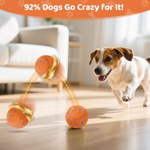 COSOWO Self-Moving Dog Ball Interactive Dog Toy with Automatic Rolling, Bouncing & Vibration to Keep Dogs Entertained Chew-Proof & Waterproof for Small/Medium Breeds, O15-Orange - Thumbnail 2