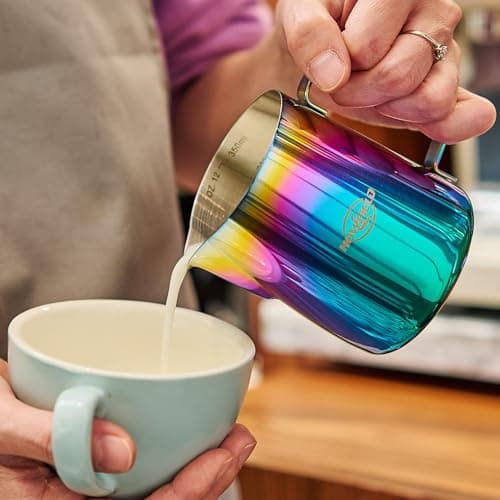 Stainless Steel Milk Frothing Pitcher - Milk Frothing Jug for Cappuccino, Barista Milk Frothing Pitcher Parent (coloured, 12OZ) - Thumbnail 4