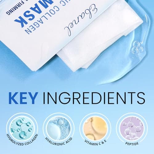 Ebanel 15 Pack Collagen Face Mask with Hyaluronic Acid, Vitamin C, Peptide, Aloe, Instant Brightening Hydrating Face Masks Skincare Korean Sheet Mask, Skin Firming, Lifting Anti Aging Facial Masks - Thumbnail 3