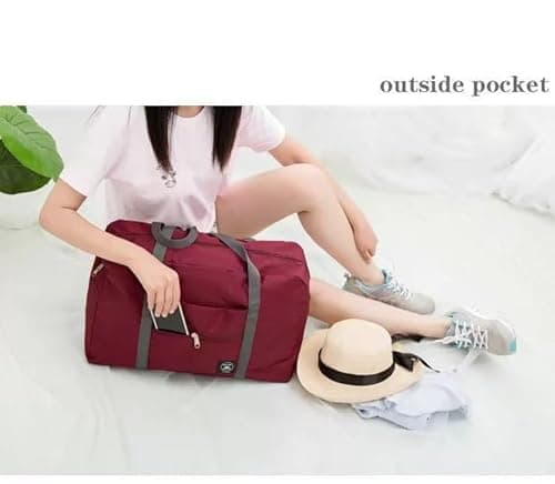 Large Capacity Travel Bag,Oxford Storage Bag, Clothing Storage Bag, Home and Travel, Multifunctional Sports Shoulder Bag (Magenta, Large) - Thumbnail 3