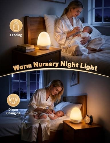 MediAcous Night Lights for Kids Room, Egg Light for Nursery with Stable Charging Pad, Dimmable Baby Night Light with 1H Timer & Touch Control, ABS+PC LED Egg Night Light for Breastfeeding, Up to 200H - Thumbnail 4
