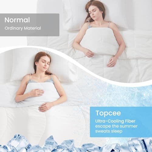 Topcee Cooling Comforter 90"x90"-Cooling Blanket Everlasting Cold Touch for Hot Sleepers-Q-max 0.35 Double-Sided Lightweight Design Summer Ice Blanket for Night Sweats-Grey Queen - Thumbnail 4