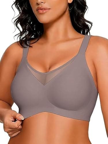 COCOMARTS Jelly Bras for Women No Underwire Push Up V Mesh Seamless Comfort Tshirt Bra Supportive Lift Bralette Everyday Bra Coffee 3X-Large - Image 1