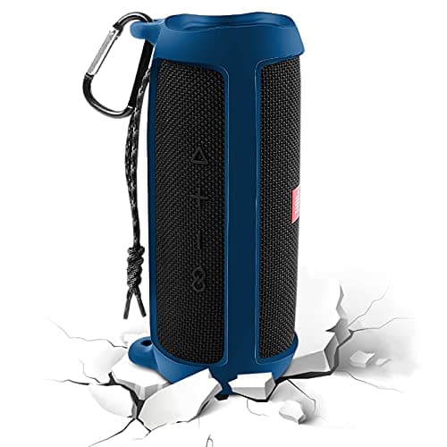 Silicone Case for JBL FLIP 5 Waterproof Portable Bluetooth Speaker, Gel Soft Skin Rubber Cover, Travel Carrying Storage Bag Pouch with Shoulder Strap and Carabiner (Blue) - Thumbnail 4