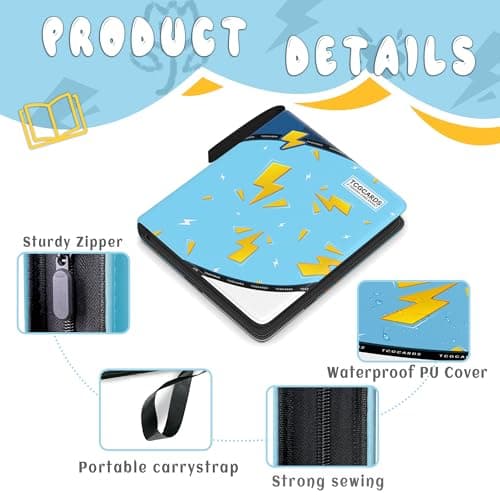 Trading Card Binder 9 Pocket,Card Binder 900 Pockets,Card Book Holder Cards with 50 Removable Sleeves,3-Ring Zip Design MTG/TCG/Sport Collectible Trading Card Albums Gifts for Boys and Girls (Blue) - Thumbnail 3