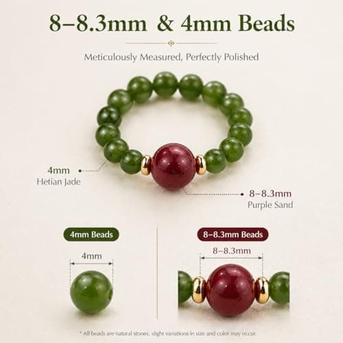 ANNIE WU Natural Hetian Jade & Purple Sand Beaded Ring for Women - Thumbnail 3