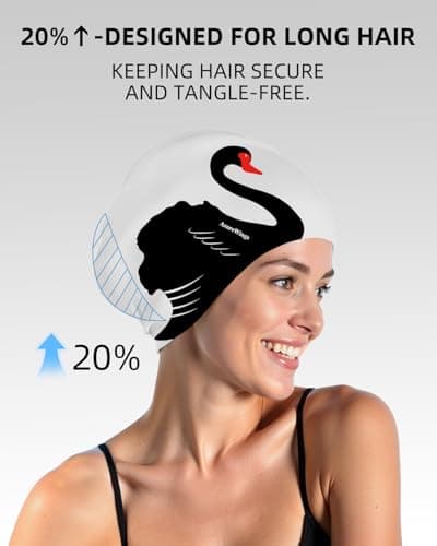 Large Swim Cap for Women Men, Swimming Caps for Long Hair Adults Youths,Silicone Swim Hats Bathing Caps to Keep Hair Dry - Thumbnail 3