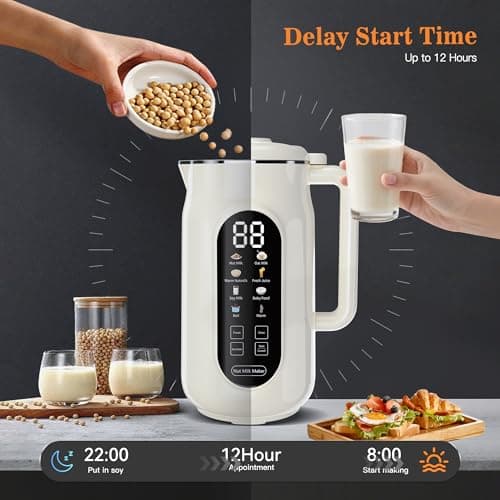 10 in 1 Nut Milk Maker Machine, 42oz IMD Screen Almond Milk Maker, Soy Milk Maker with Self-Cleaning, Delay Start, Keep Warm, Boil Water, Automatic Plant-Based Milk Blender for Soybean, Oat, Coconut - Thumbnail 4