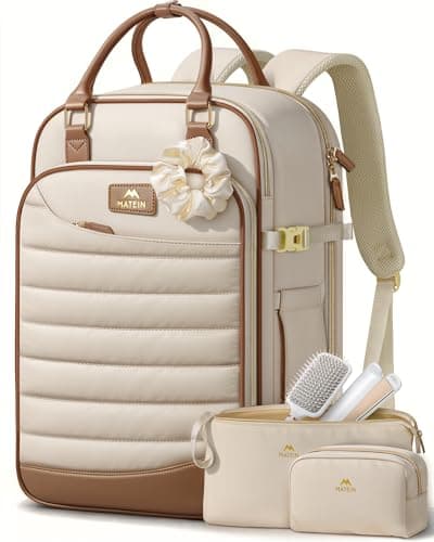 MATEIN HER Personal Item Travel Backpack for Women with Hair Tool Bag, 18x14x8 inches Underseat Luggage Backpack, TSA Approved Carry on Bags for Frontier Airline fits 17" Laptop & 40 oz Tumbler - Image 1
