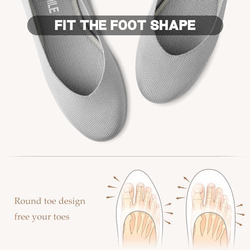 ATHMILE Women's Ballet Flat Shoes Round Toe Slip on Women Flats Knit Flat Shoes for Women for Dressy Casual Office Work Wedding Comfort Soft Gray Size 9 - Thumbnail 5